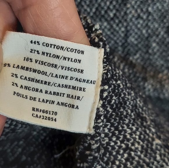 Anthropologie Sparrow Black and White Geometric Print Open Cardigan Lace Trim - Picture 7 of 8